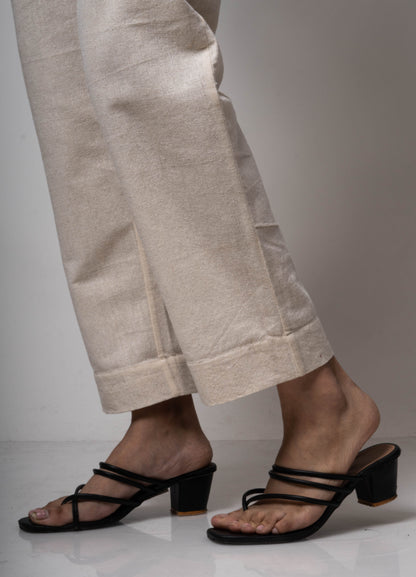 White Pants by Lafaani with Casual Wear, Cotton, Natural, Pants, Regular Fit, Solids, The Way You Look by Lafaani, White, Womenswear at Kamakhyaa for sustainable fashion