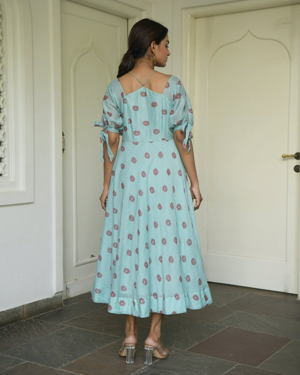 Green Printed Midi Dress by Taro with Evening Wear, Green, Handwoven cotton, July Sale, July Sale 2023, Midi Dresses, Natural, Printed Selfsame, Prints, Regular Fit, Wildflower by Taro, Womenswear at Kamakhyaa for sustainable fashion