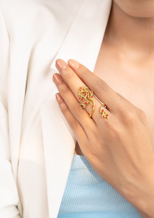 Graci Ring by Amalgam By Aishwarya with All Occasions, Brass, Fashion Jewellery, Gold, Gold Plated, Handcrafted Jewellery, jewelry, Natural, Rings, Sea Of Hope at Kamakhyaa for sustainable fashion