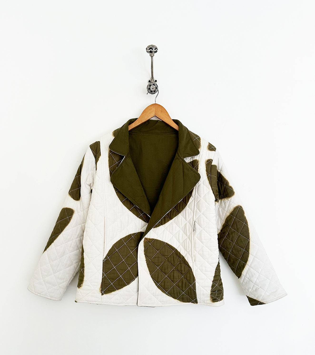 White Printed Jacket by Khara Kapas with 100% Cotton, Diana by Khara Kapas, handcrafted, handmade, jacket, pure cotton, Womenswear at Kamakhyaa for sustainable fashion