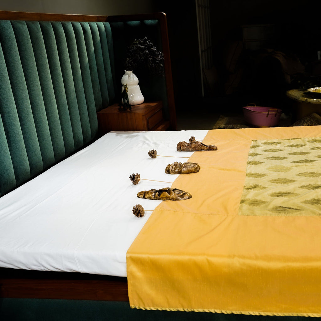 Golden Throw by Aetherea with Bed Throws, Golden, Silk, Throws, Upcycled, Yellow at Kamakhyaa for sustainable fashion