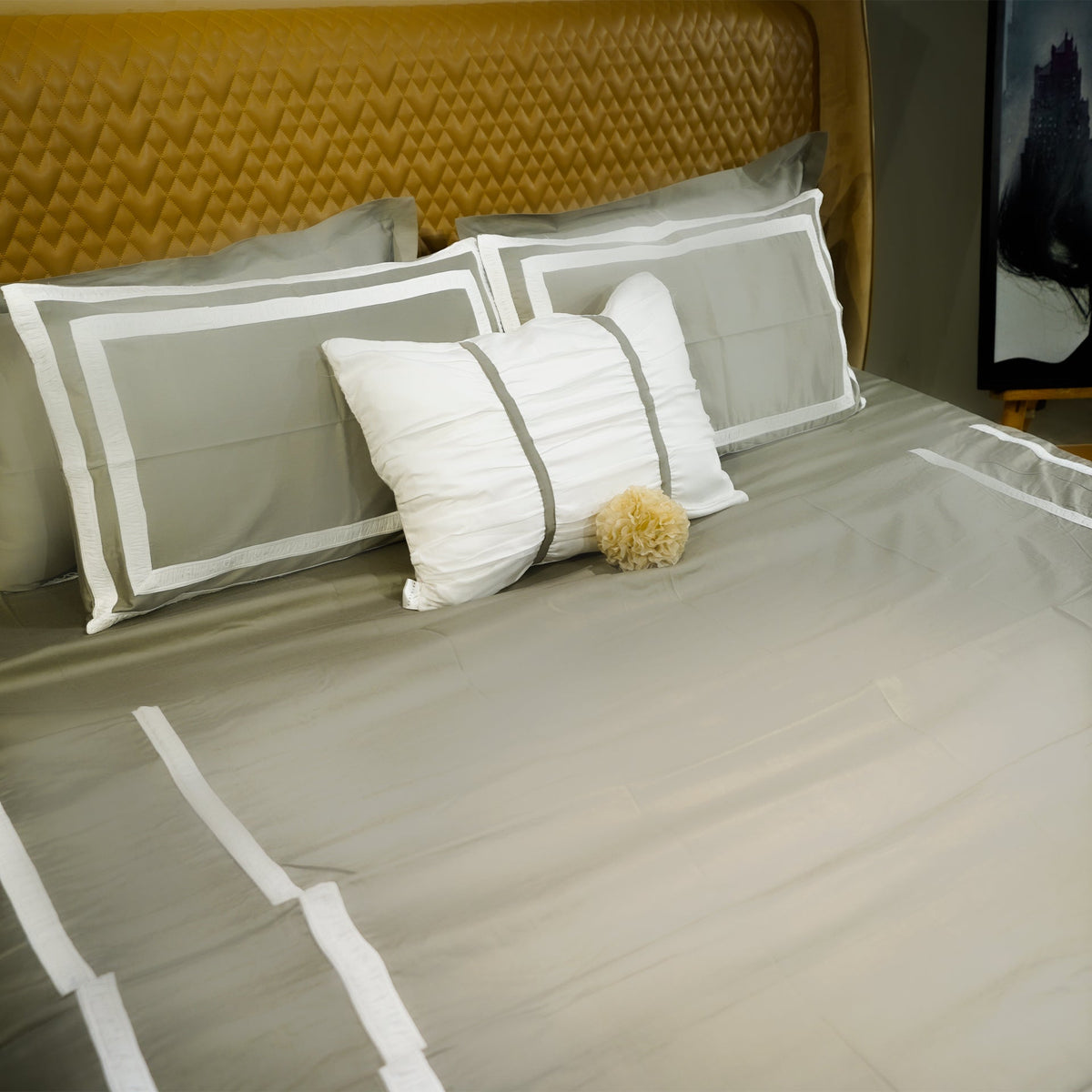 Misty Moss Opulent Edge Pillow Cover by Aetherea with Pillow Cover at Kamakhyaa for sustainable fashion