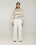 Recycled White Multi Colored Cropped Cotton Jacket by Rias Jaipur with 100% Cotton, Casual wear, Multicolor, Natural, RE 2.O, RE 2.O by Rias Jaipur, Regular, Stripes, Unisex, White, Womenswear at Kamakhyaa for sustainable fashion