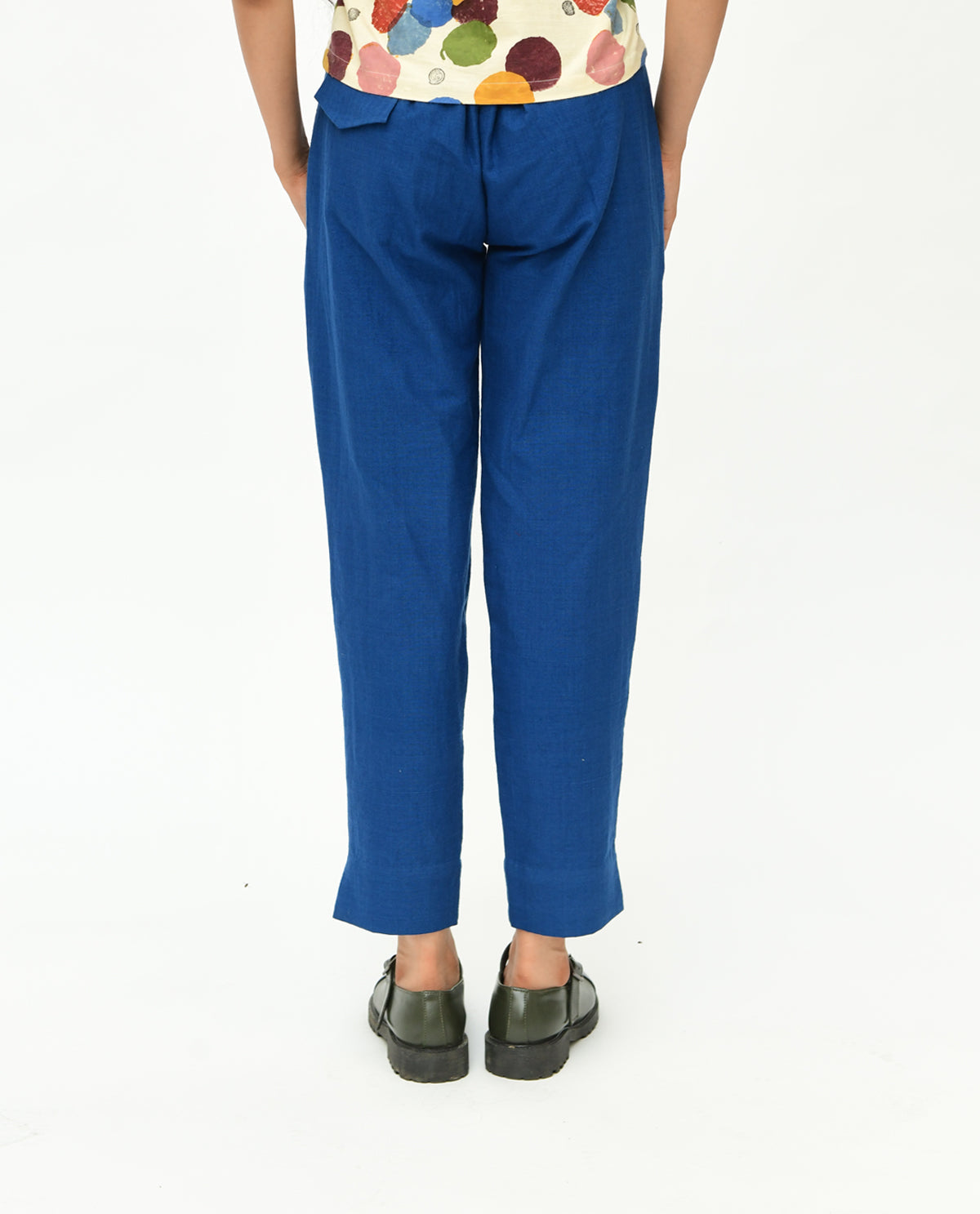 Indigo Blue Solid Pants by Rias Jaipur with 100% Organic Cotton, Blue, Casual Wear, Handspun, Handwoven, Pants, Relaxed Fit, Solids, Void, Void by Rias Jaipur, Womenswear at Kamakhyaa for sustainable fashion