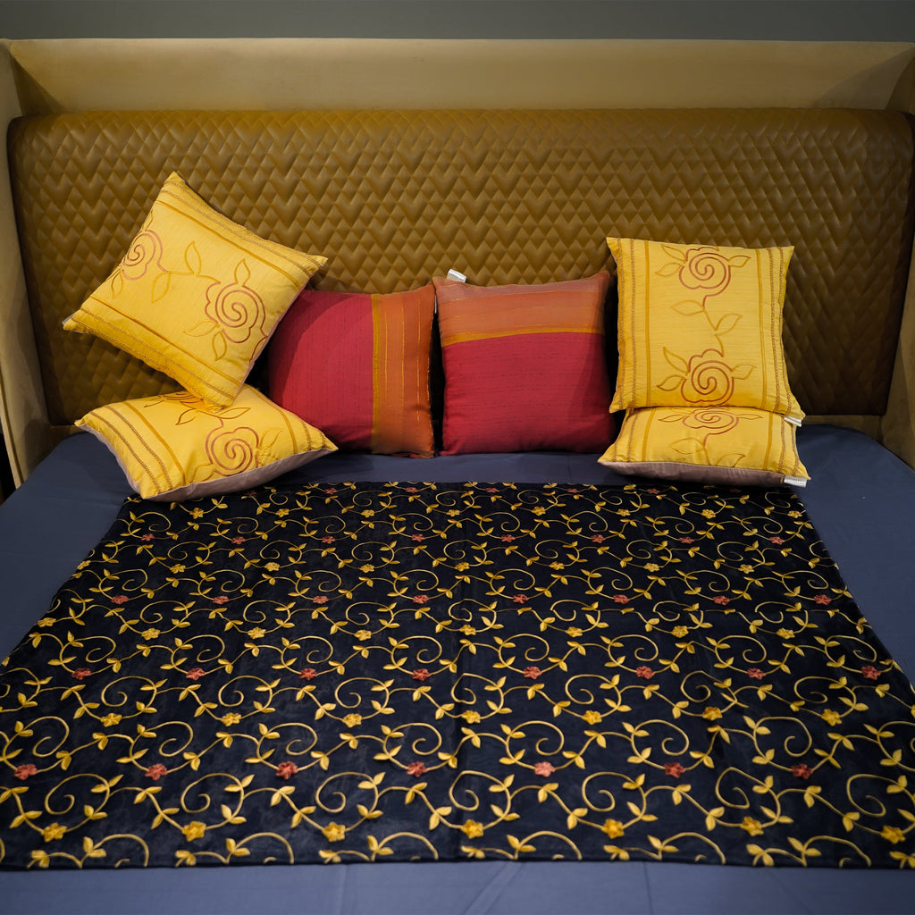 Enchanted Bloom by Aetherea with Bed Throws, Cotton, Royal Blue, Sheer, Upcycled at Kamakhyaa for sustainable fashion