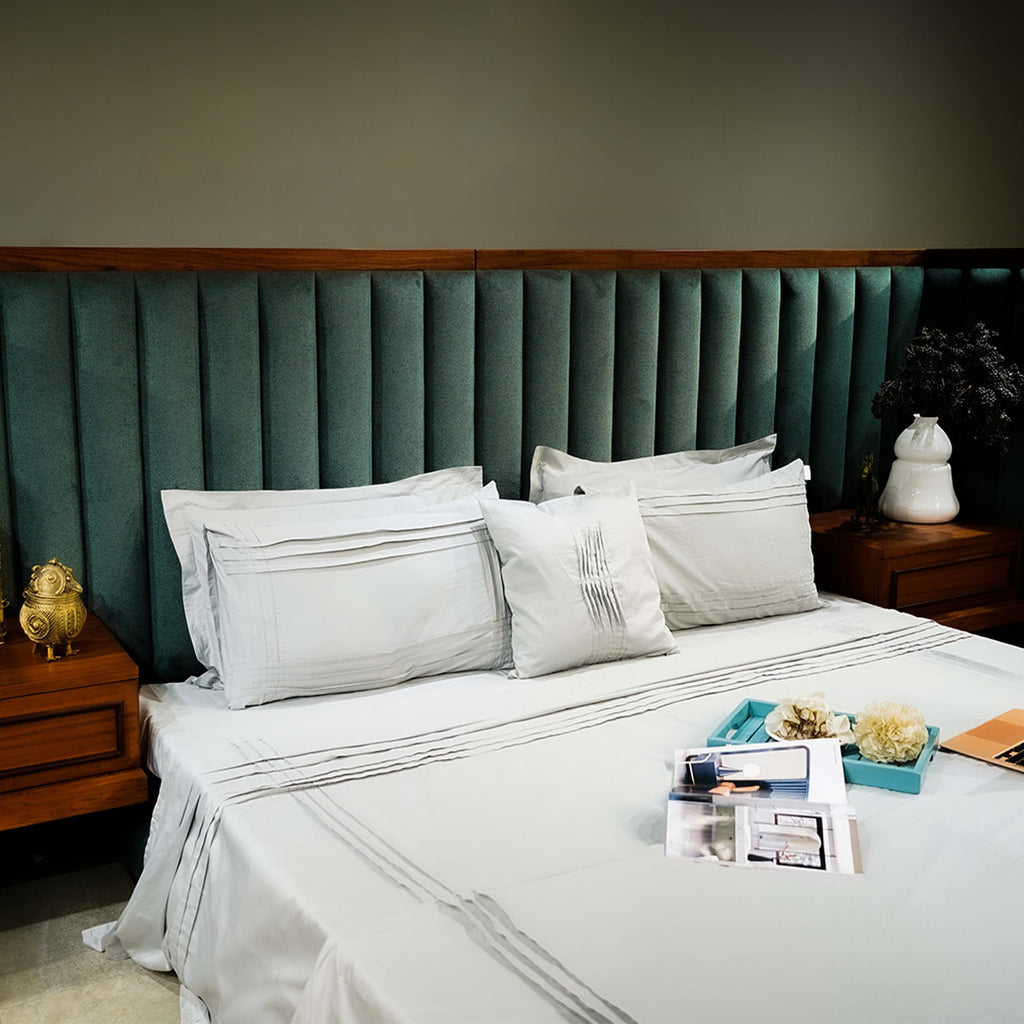 Silver Mist Classic Charm Pillow Cover by Aetherea with 100% Cotton, 300 TC, 500 TC, Grey, Pillow Cover at Kamakhyaa for sustainable fashion