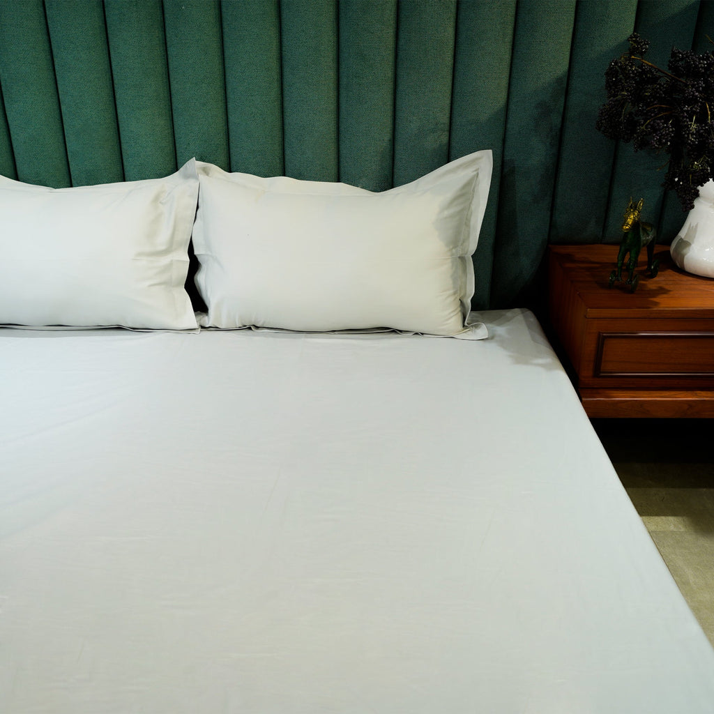 Grey Elegance by Aetherea with 100% Cotton, 300 TC, 500 TC, Bedsheets, Grey, King, Light Grey, Plain, Plain Bedsheets, Queen, Solid at Kamakhyaa for sustainable fashion