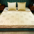Whispering Meadow by Aetherea with Bed Throws, Cotton, Cream, Embroidered, Piping, Sheer, Upcycled, White at Kamakhyaa for sustainable fashion