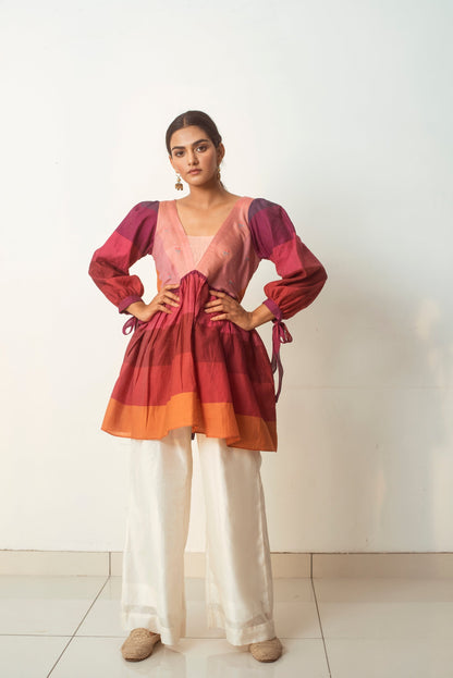 Colors of Life Top by The Loom Art with Capsule by The Loom Art, Handwoven silk, July Sale, July Sale 2023, Multicolor, Natural, Party Wear, Prints, Regular Fit, Tops, Tunic Tops, Womenswear at Kamakhyaa for sustainable fashion