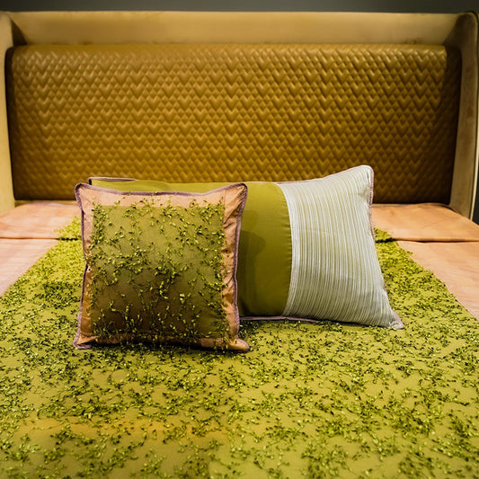 Lush Green Valley Cushion cover by Aetherea with Cushion, Cushion covers, Green, Pink, Sage Green at Kamakhyaa for sustainable fashion