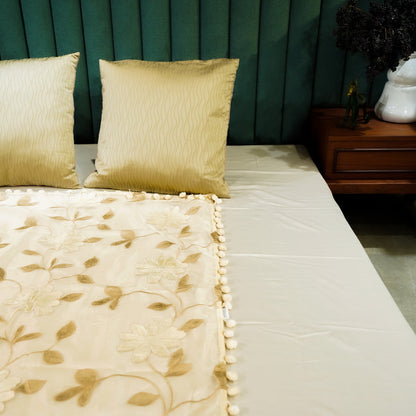 Harmony Panel by Aetherea with Bed Throws, Beige, Sheer, Silk, Upcycled at Kamakhyaa for sustainable fashion