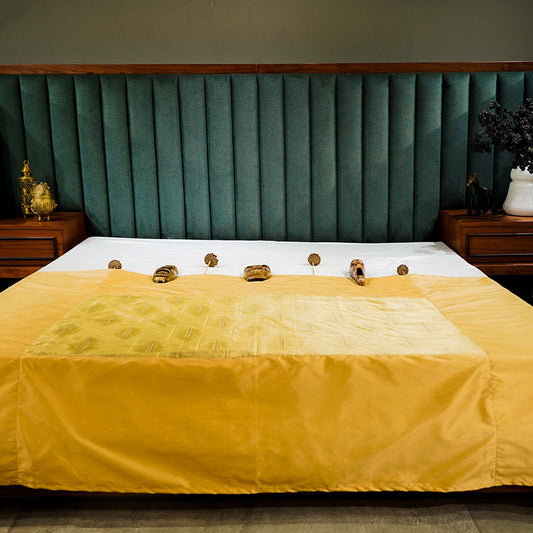 Golden Throw by Aetherea with Bed Throws, Golden, Silk, Throws, Upcycled, Yellow at Kamakhyaa for sustainable fashion