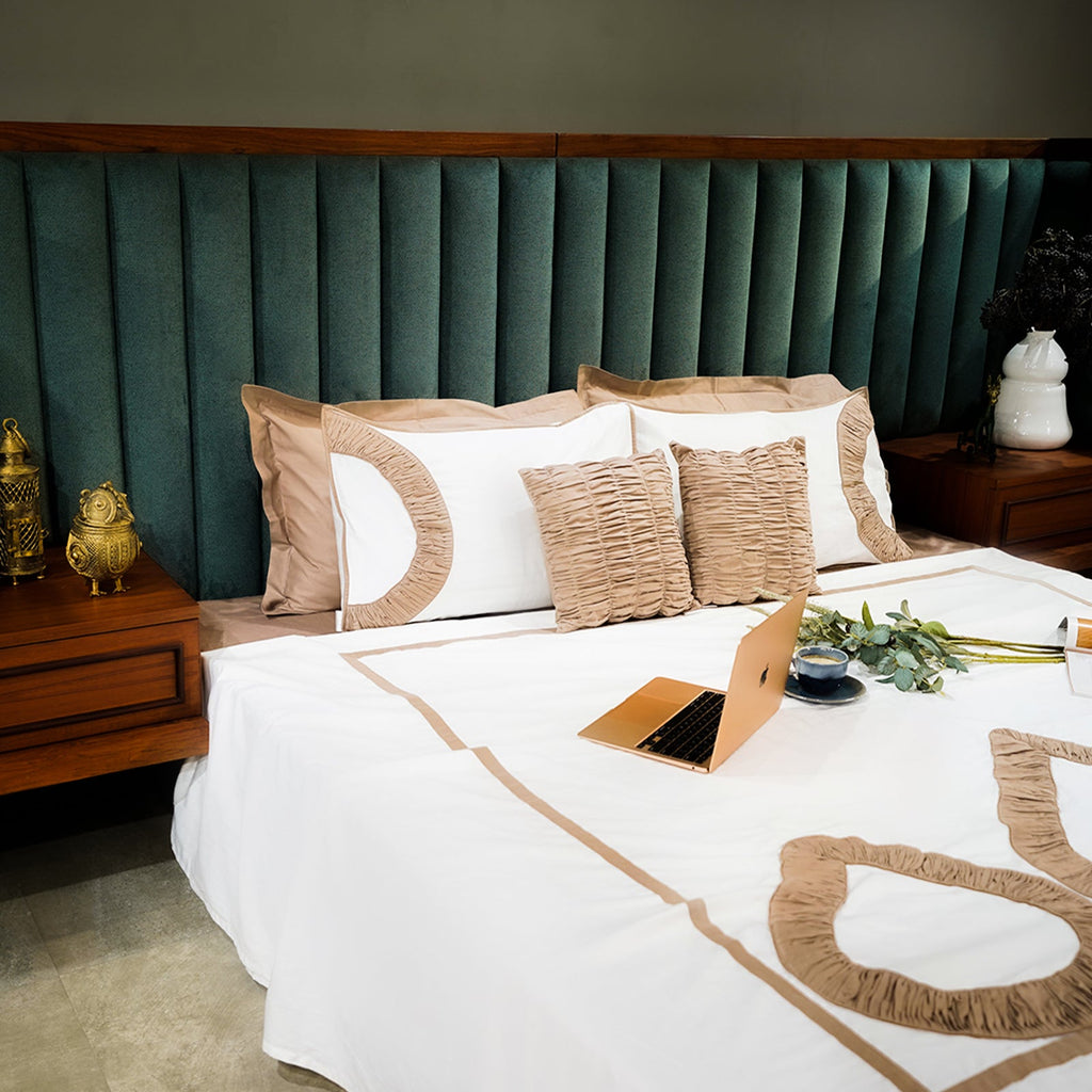 Pure Alabaster Teardrop Elegance Pillow Cover by Aetherea with 100% Cotton, 300 TC, 400 TC, 500 TC, Coffee, Pillow Cover, Plain, Solid, White at Kamakhyaa for sustainable fashion