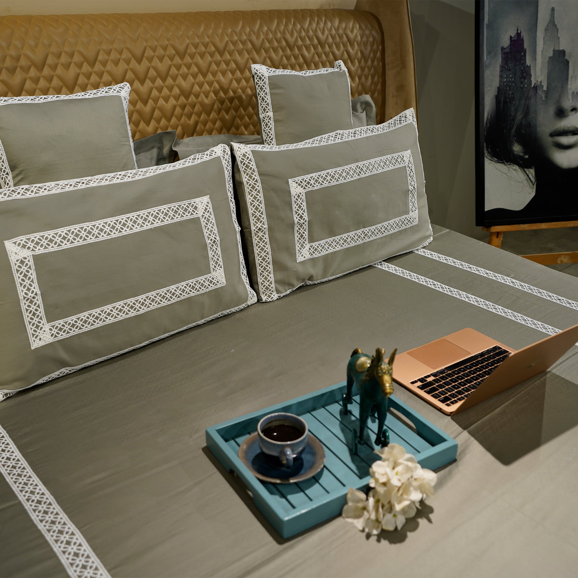 Mystic Moss Cotton Bloom Cushion Cover by Aetherea with 100% Cotton, 300 TC, 500 TC, Cushion covers, Plain, Sage Green, Solid at Kamakhyaa for sustainable fashion