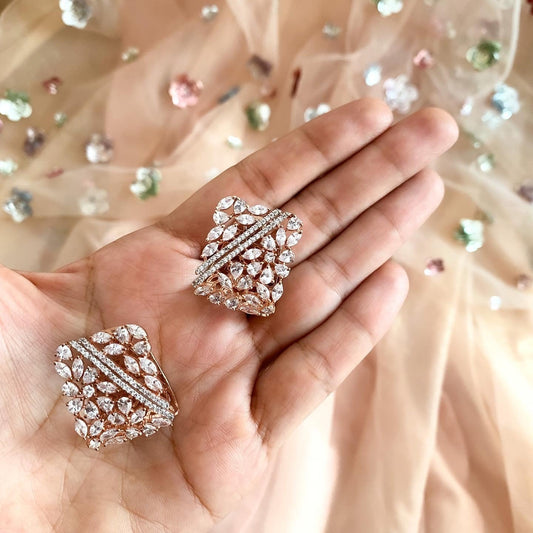 IRIS Square Studs by Chiyo with Brass, Earrings, Evening Wear, Festive Jewellery, Festive Wear, Free Size, Gold Plated, jewelry, Re-polishable, Solids, White at Kamakhyaa for sustainable fashion
