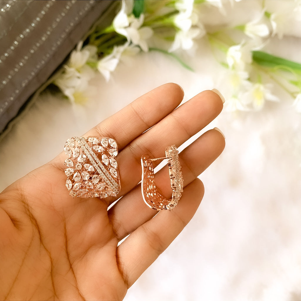 IRIS Square Studs by Chiyo with Brass, Earrings, Evening Wear, Festive Jewellery, Festive Wear, Free Size, Gold Plated, jewelry, Re-polishable, Solids, White at Kamakhyaa for sustainable fashion