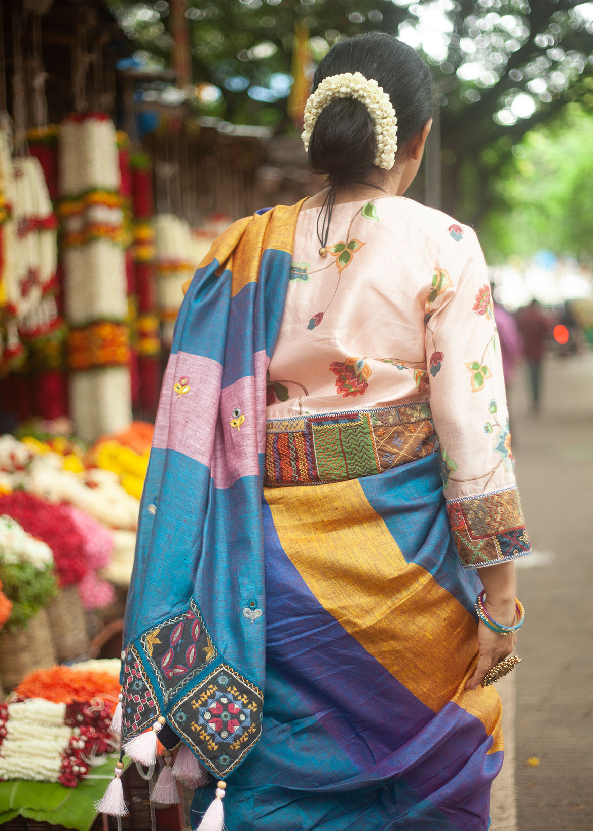 Pure Linen Blue Saree Brahmi by Aeka with Blue, Festive Wear, For Mother, Indian Wear, Linen, Natural, Pink, Regular Fit, Saree Sets, Stripes, Womenswear at Kamakhyaa for sustainable fashion