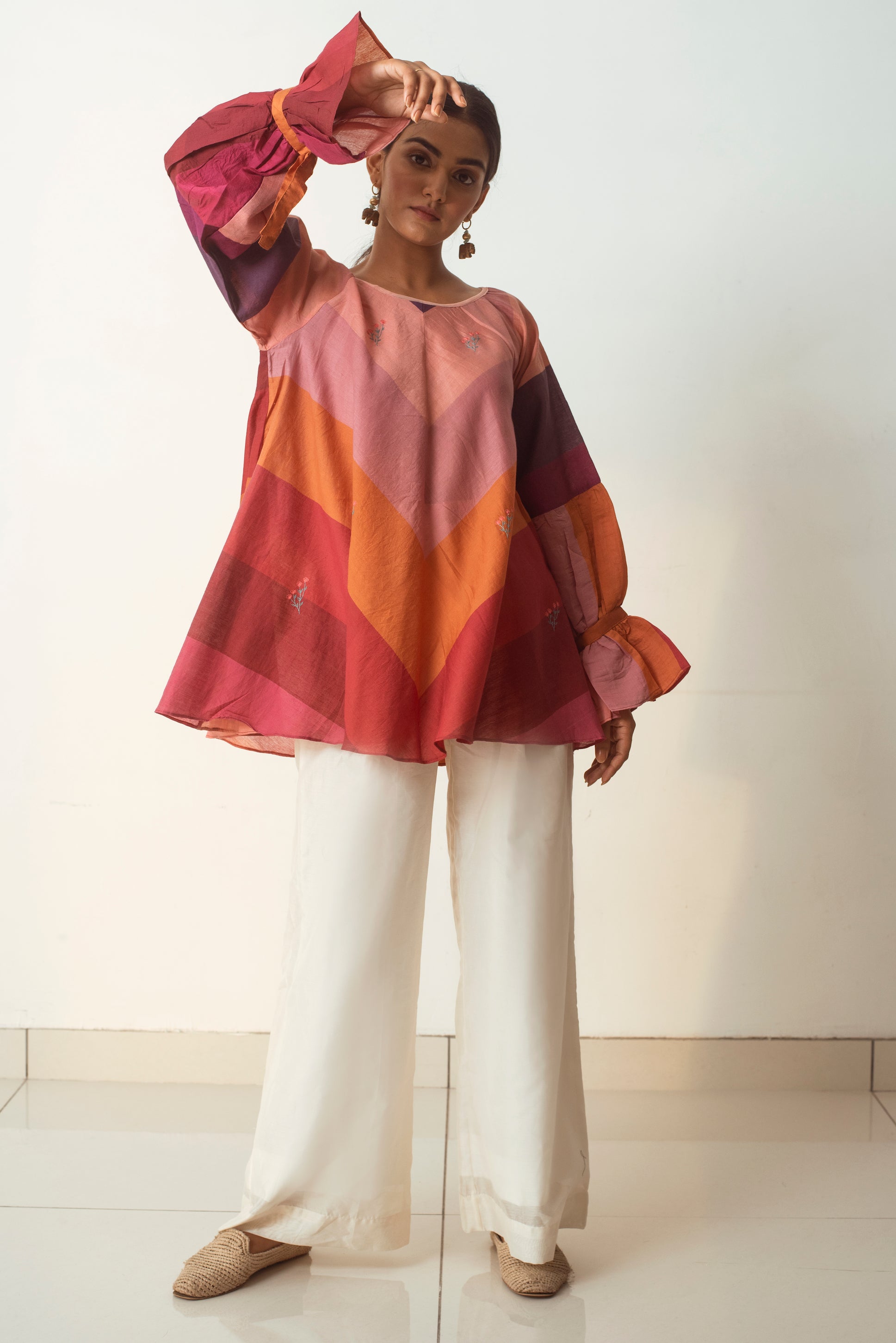 Colors In My Loom by The Loom Art with Capsule by The Loom Art, Handwoven silk, July Sale, July Sale 2023, Multicolor, Natural, Party Wear, Prints, Regular Fit, Tops, Tunic Tops, Womenswear at Kamakhyaa for sustainable fashion