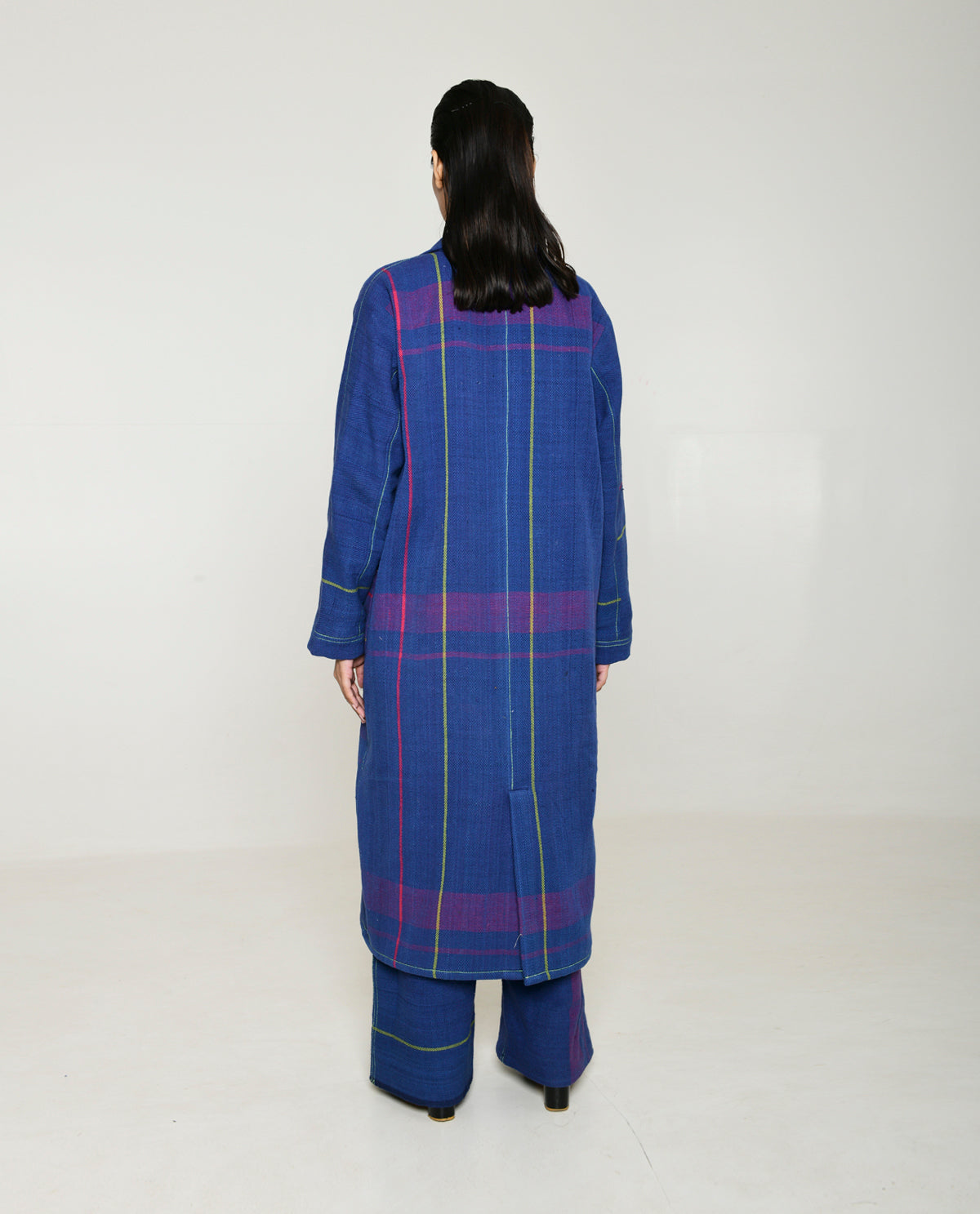 Handwoven Blue Striped Cotton Trench Coat by Rias Jaipur with 100% Cotton, Blue, Casual wear, Multicolor, Natural, Overlays, RE 2.O, RE 2.O by Rias Jaipur, Regular, Stripes, Unisex, Womenswear at Kamakhyaa for sustainable fashion