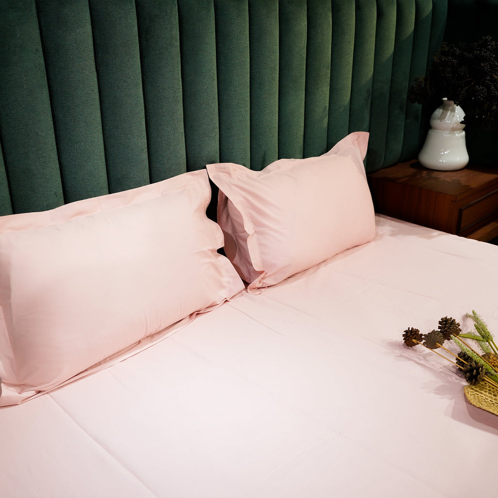 Baby Pink Serenity Pillow Cover by Aetherea with 100% Cotton, 300 TC, 400 TC, 500 TC, Baby Pink, Pillow Cover, Plain, Solid at Kamakhyaa for sustainable fashion