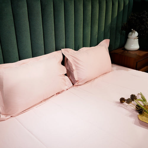 Baby Pink Serenity Pillow Cover by Aetherea with 100% Cotton, 300 TC, 400 TC, 500 TC, Baby Pink, Pillow Cover, Plain, Solid at Kamakhyaa for sustainable fashion