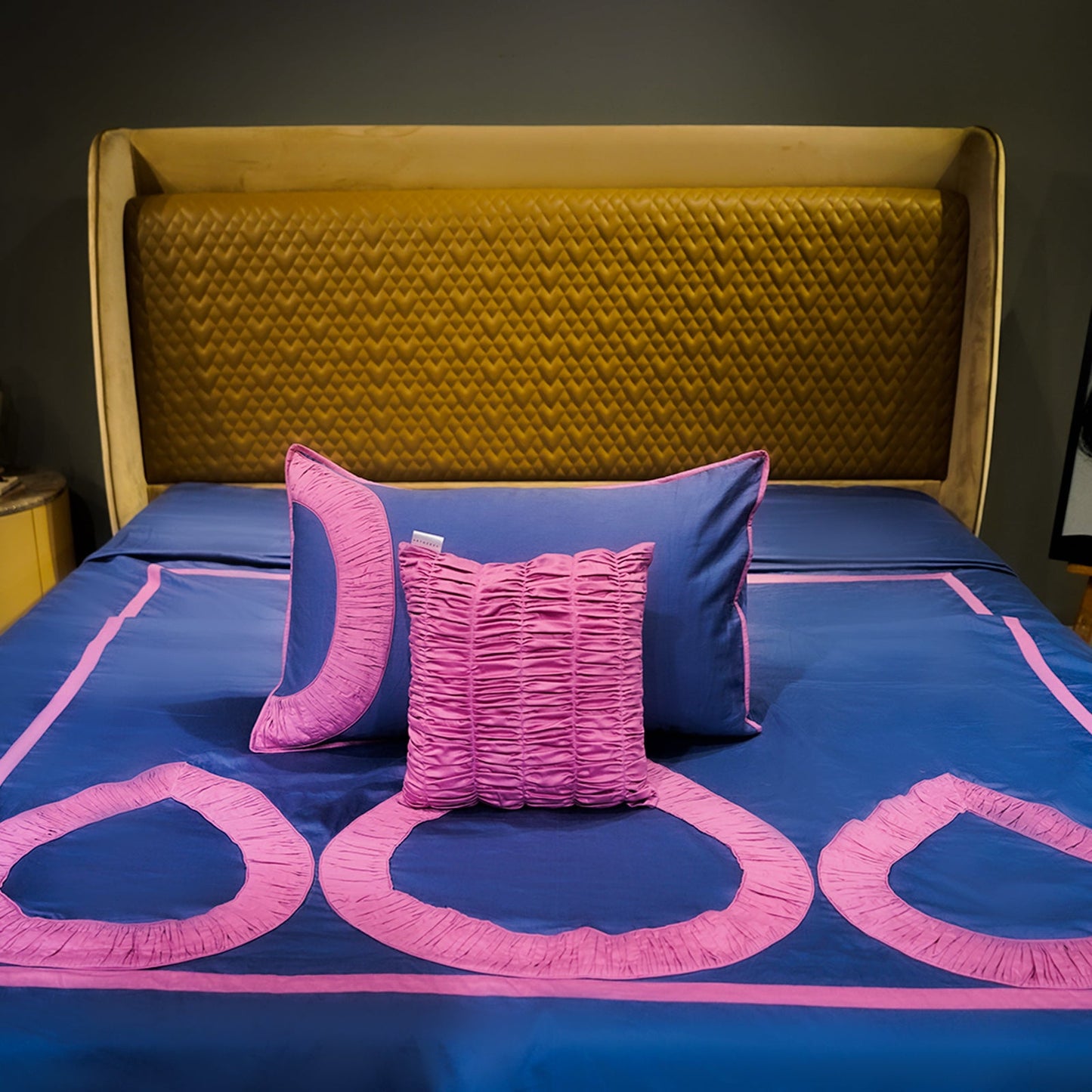 Majestic Sapphire Teardrop Elegance Set by Aetherea with 100% Cotton, 300 TC, 500 TC, Bed Sets, Blue, Cushion, Designer Bedsheets, King, Pink, Queen, Royal Blue, Solid, Teardrop at Kamakhyaa for sustainable fashion