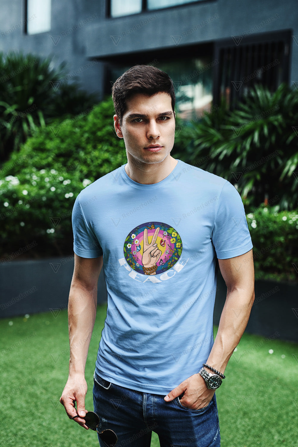 Peace 100% Cotton Oversized Blue T-shirt by Unfussy with 100% cotton, Blue, Casual Wear, Organic, Oversized Fit, Printed, T-Shirts, Unfussy, Unisex, Womenswear at Kamakhyaa for sustainable fashion