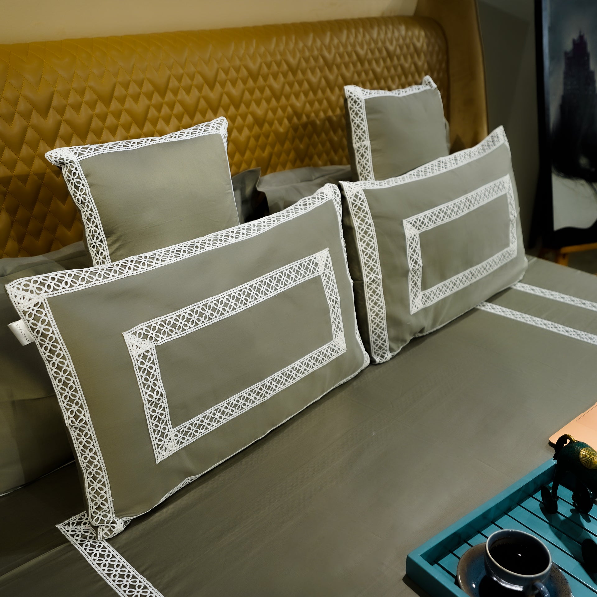 Mystic Moss Cotton Bloom Pillow Cover by Aetherea with 100% Cotton, 300 TC, 500 TC, Pillow Cover, Plain, Sage Green, Solid at Kamakhyaa for sustainable fashion