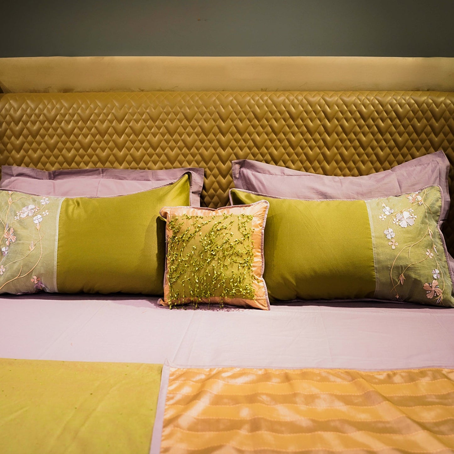 Lush Green Valley by Aetherea with Bed Cover Sets, Bed Covers, Cushion, Green, Home, Pink, Sage Green at Kamakhyaa for sustainable fashion