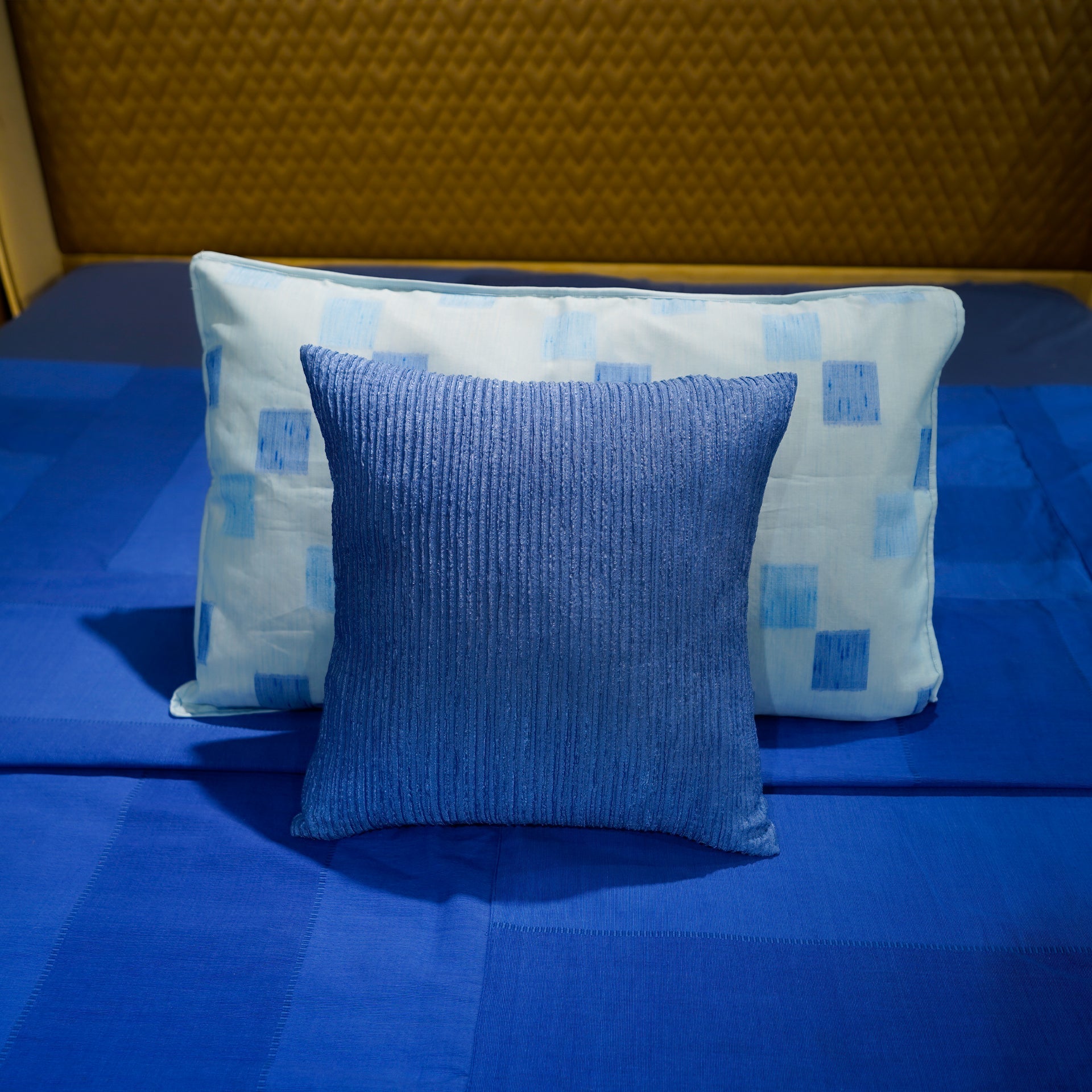 Denim Crossweave Cushion Cover by Aetherea with Blue, Cotton, Cushion, Cushion covers, Upcycled at Kamakhyaa for sustainable fashion