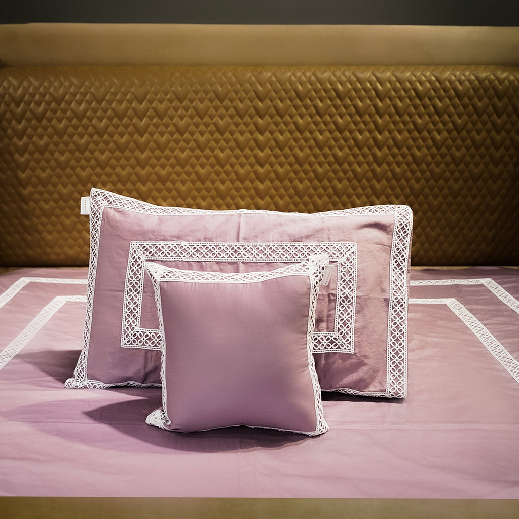 Misty Mauve Cotton Bloom Cushion Cover by Aetherea with 100% Cotton, 300 TC, 500 TC, Cushion covers, Plain, Purple, Solid at Kamakhyaa for sustainable fashion