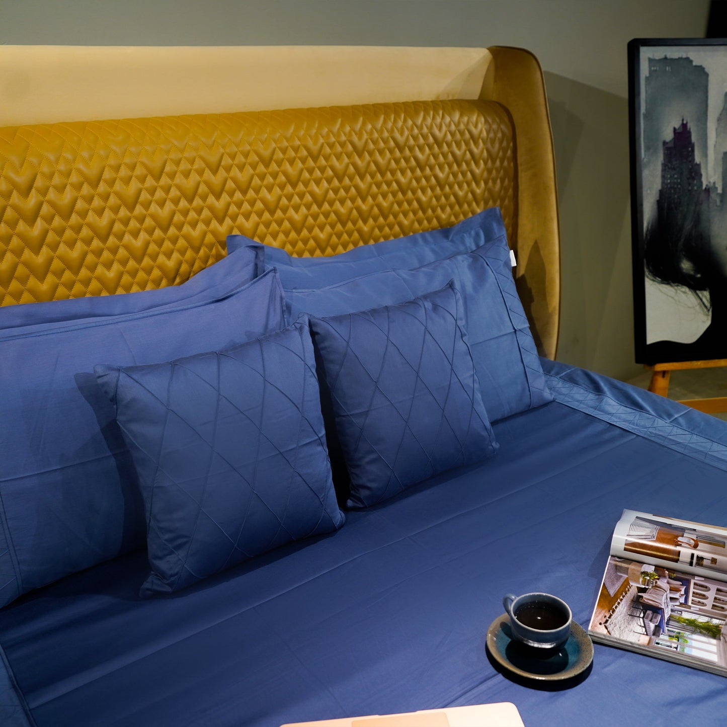 Majestic Sapphire Diamond Simplicity by Aetherea with Designer Bedsheets at Kamakhyaa for sustainable fashion