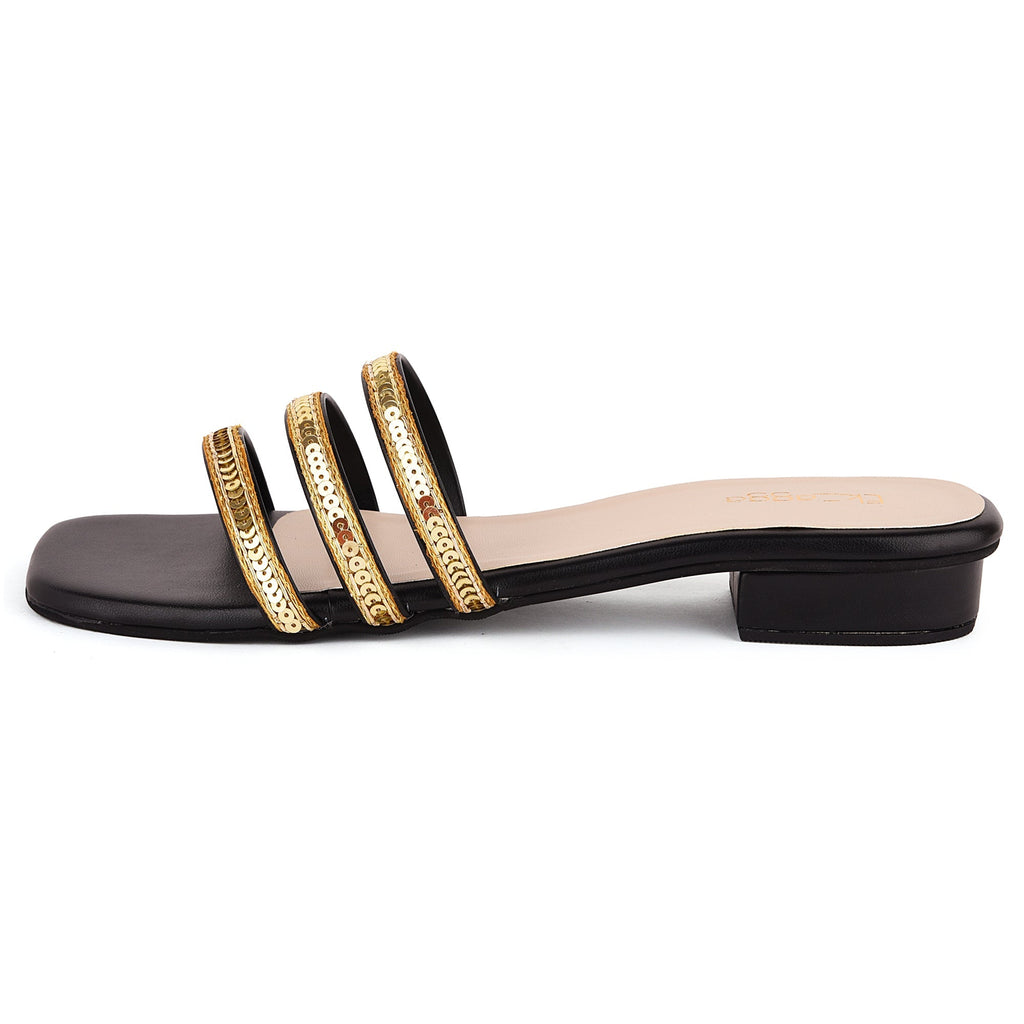 Black Embroidered Embellished Flats by EK_agga with Black, Embroidered, Flats, For Daughter, Less than $50, Party Wear, Patent leather, Square toe, Vegan at Kamakhyaa for sustainable fashion