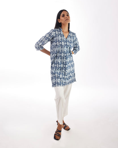 Blue Printed Top With Pant Set by Kamakhyaa with 100% pure cotton, Blue, Casual Wear, Complete Sets, FB ADS JUNE, Fitted At Waist, KKYSS, Naturally Made, Printed, Relaxed Fit, Summer Sutra, Womenswear at Kamakhyaa for sustainable fashion