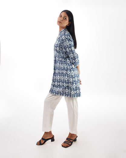 Blue Printed Top With Pant Set by Kamakhyaa with 100% pure cotton, Blue, Casual Wear, Complete Sets, FB ADS JUNE, Fitted At Waist, KKYSS, Naturally Made, Printed, Relaxed Fit, Summer Sutra, Womenswear at Kamakhyaa for sustainable fashion