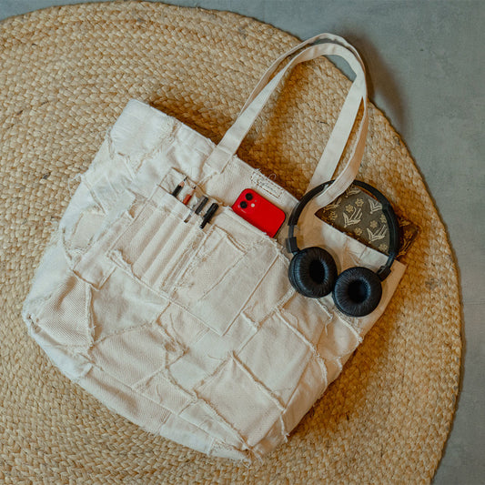Carry-It-All Tote Kora by Lafaani with 100% pure cotton, Bags, Casual Wear, Kora, Natural with azo free dyes, Organic, Regular Fit, Solids, Sonder, Sonder by Lafaani, Tote Bags, Undyed And Unbleached at Kamakhyaa for sustainable fashion