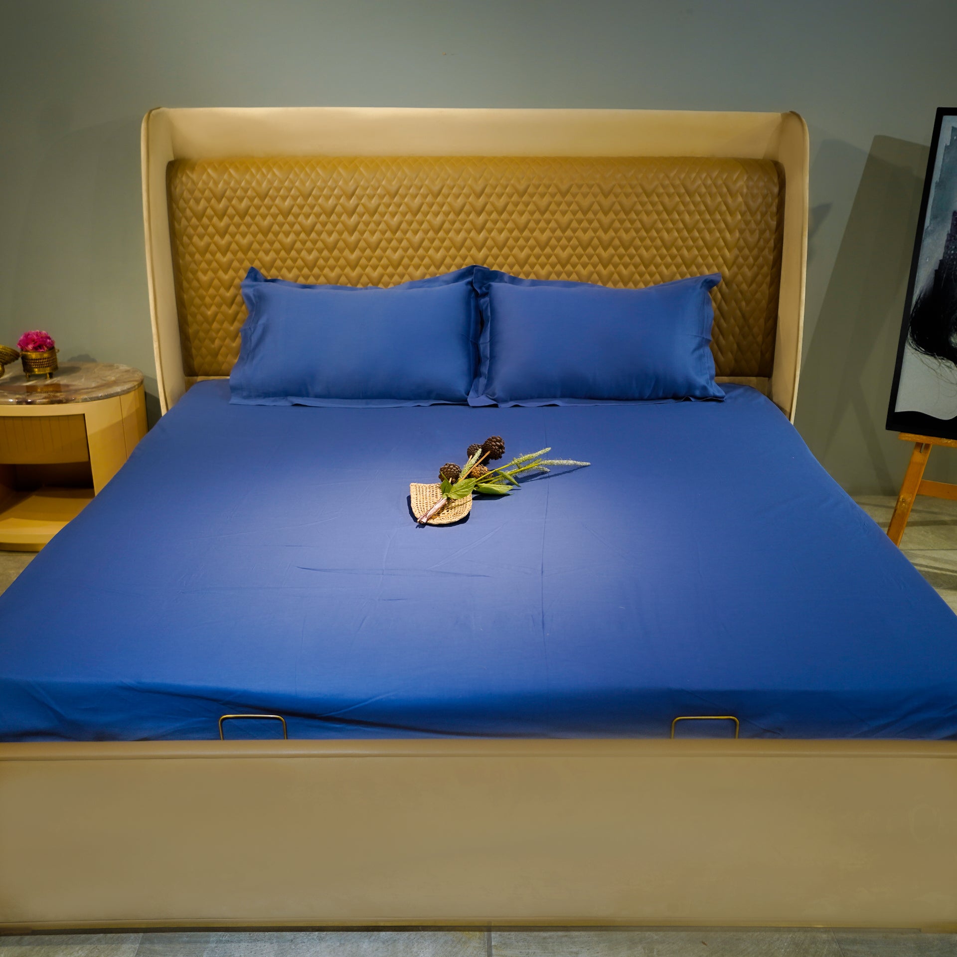 Blue Horizon by Aetherea with 100% Cotton, 300 TC, 400 TC, 500 TC, Bedsheets, King, Plain, Plain Bedsheets, Queen, Royal Blue, Solid at Kamakhyaa for sustainable fashion