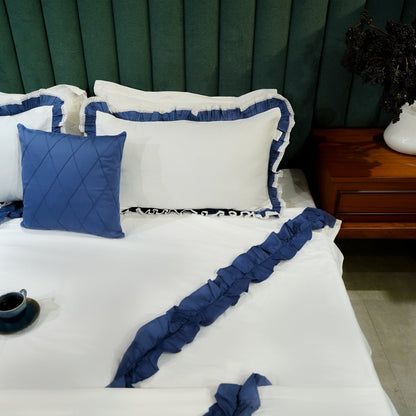 Enriched Frill Cushion Cover by Aetherea with 100% Cotton, Blue, Cushion covers at Kamakhyaa for sustainable fashion