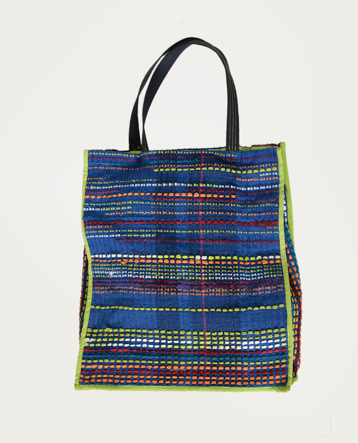 Handwoven Blue Cotton Bag at Kamakhyaa by Rias Jaipur. This item is 100% Cotton, Bags, Blue, Casual wear, Multicolor, Natural, One size, RE 2.O, Stripes, Tote Bags, Unisex