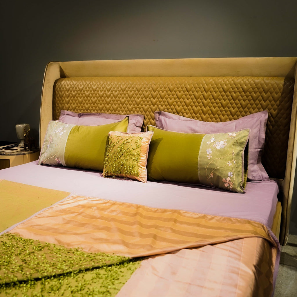 Lush Green Valley Cushion cover by Aetherea with Cushion, Cushion covers, Green, Pink, Sage Green at Kamakhyaa for sustainable fashion