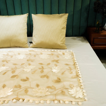 Harmony Panel by Aetherea with Bed Throws, Beige, Sheer, Silk, Upcycled at Kamakhyaa for sustainable fashion