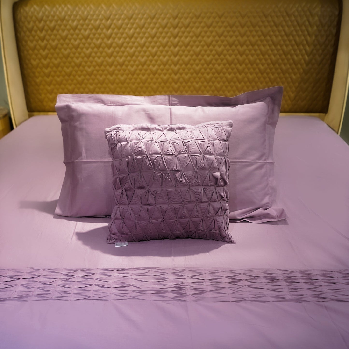 Misty Mauve Honeycomb Serenity by Aetherea with Designer Bedsheets at Kamakhyaa for sustainable fashion