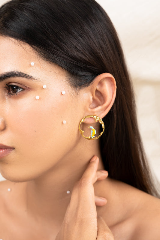 Galápagos Stud Earrings by Amalgam By Aishwarya with All Occasions, Brass, Earrings, Fashion Jewellery, Gold, Gold Plated, Handcrafted Jewellery, jewelry, Natural, Sea Of Hope at Kamakhyaa for sustainable fashion