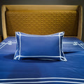 Majestic Sapphire Tranquil Curve Pillow Cover by Aetherea with 100% Cotton, 300 TC, 500 TC, Coffee, Pillow Cover, Plain, Royal Blue, Solid, White at Kamakhyaa for sustainable fashion