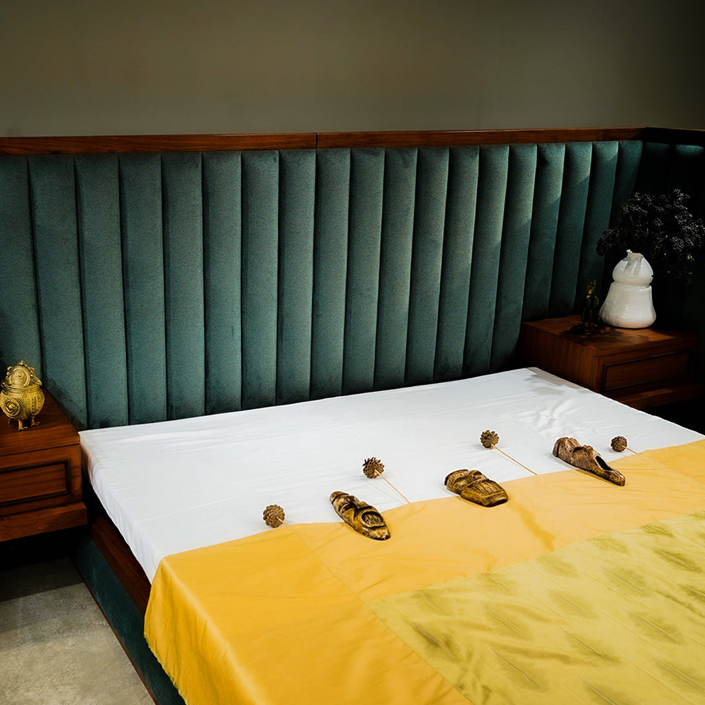 Golden Throw by Aetherea with Bed Throws, Golden, Silk, Throws, Upcycled, Yellow at Kamakhyaa for sustainable fashion