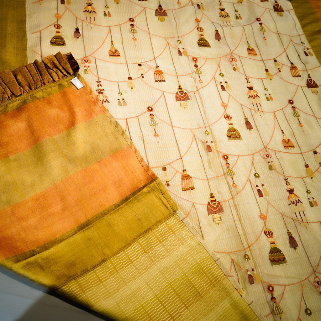 Bell Symphony by Aetherea with Bed Throws, Multi-coloured, Sheer, Silk, Upcycled at Kamakhyaa for sustainable fashion