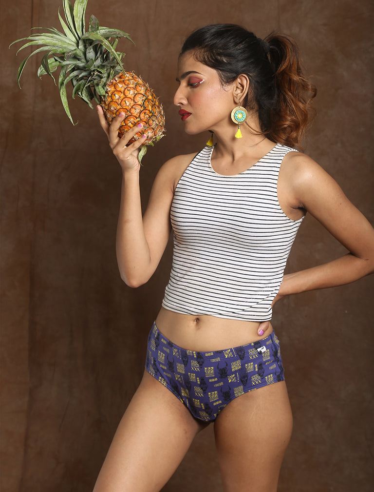Purple Organic Printed Hipster by Wear Equal with Briefs, Casual Wear, Cotton, Hipsters, Less than $50, lingerie, Natural, panties, Prints, Products less than $25, Purple, Regular Fit, Womenswear at Kamakhyaa for sustainable fashion