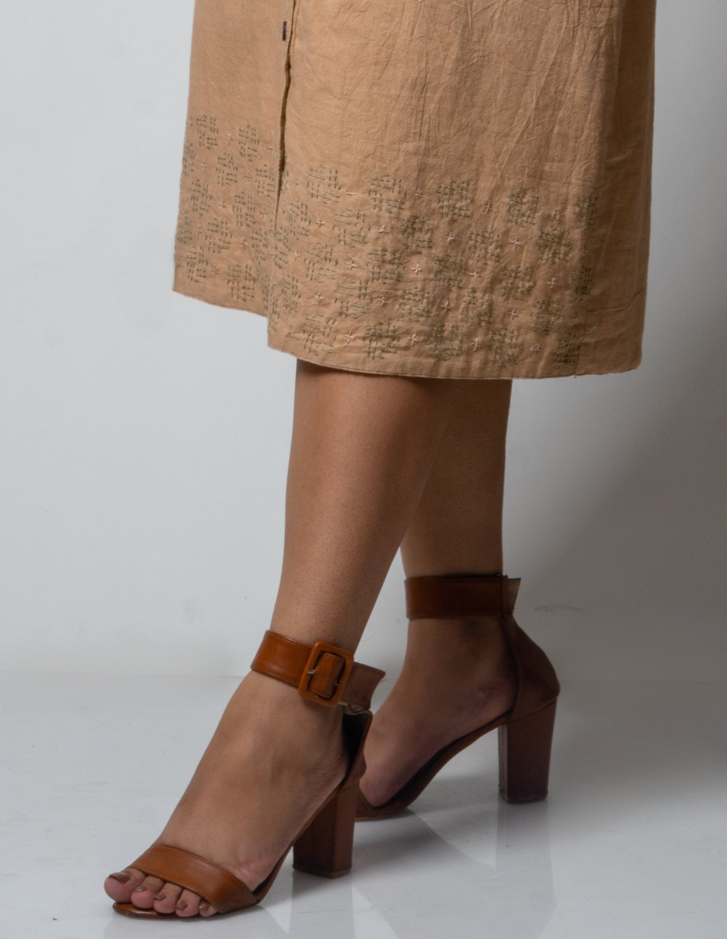 Beige Skirt by Lafaani with Brown, Casual Wear, Cotton, Fall, For Siblings, Mini Skirts, Natural, Regular Fit, Skirts, Solids, The Way You Look by Lafaani, Womenswear at Kamakhyaa for sustainable fashion