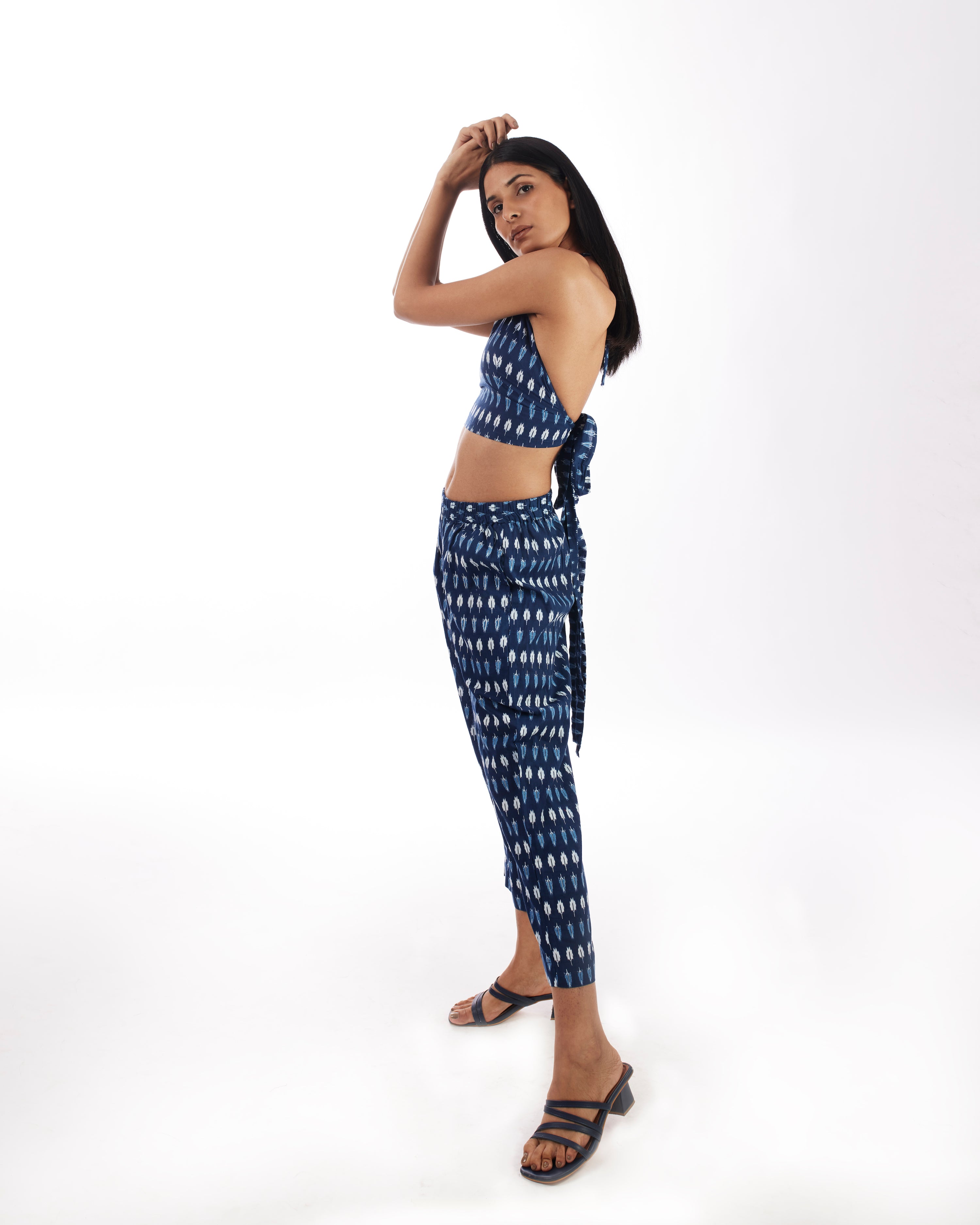 Blue Printed 3 Piece Co-ord Set by Kamakhyaa with 100% pure cotton, Blue, Casual Wear, Co-ord Sets, FB ADS JUNE, Fitted At Waist, KKYSS, Naturally Made, Printed, Regular Fit, Summer Sutra, Womenswear at Kamakhyaa for sustainable fashion