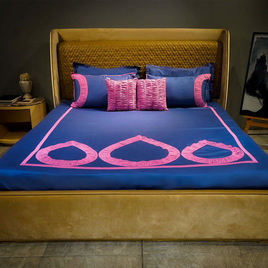 Majestic Sapphire Teardrop Elegance by Aetherea with 100% Cotton, 300 TC, 500 TC, Blue, Cushion, Designer Bedsheets, King, Pink, Queen, Royal Blue, Solid, Teardrop at Kamakhyaa for sustainable fashion
